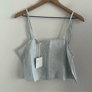 NWT Lilya Bruna Top 100% Linen Striped Crop Tank Medium